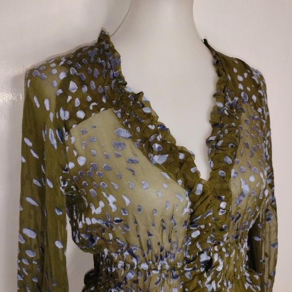 SHEER CUT VELVET CHIFFON BLOUSE - Picture 7 of 10